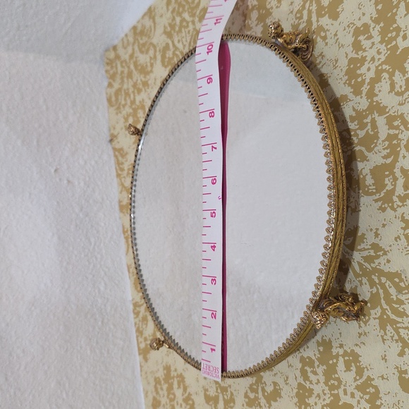 Vintage Stylebuilt Accessories Cherub Footed Vanity Mirror Tray 10R - Picture 7 of 8